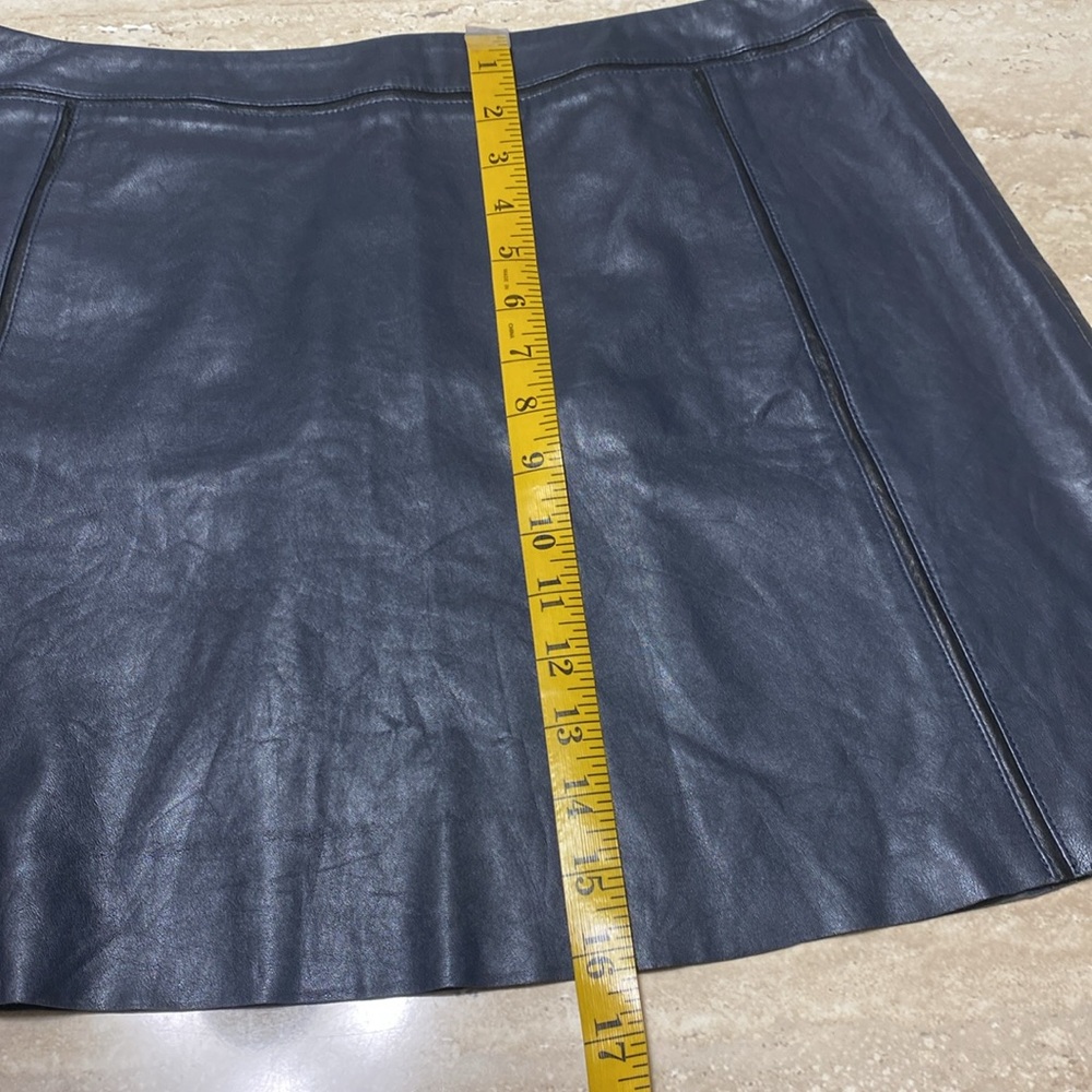 NWT Vince Camuto Genuine Leather Navy Mini Skirt, measurements in photos below. - Picture 5 of 10